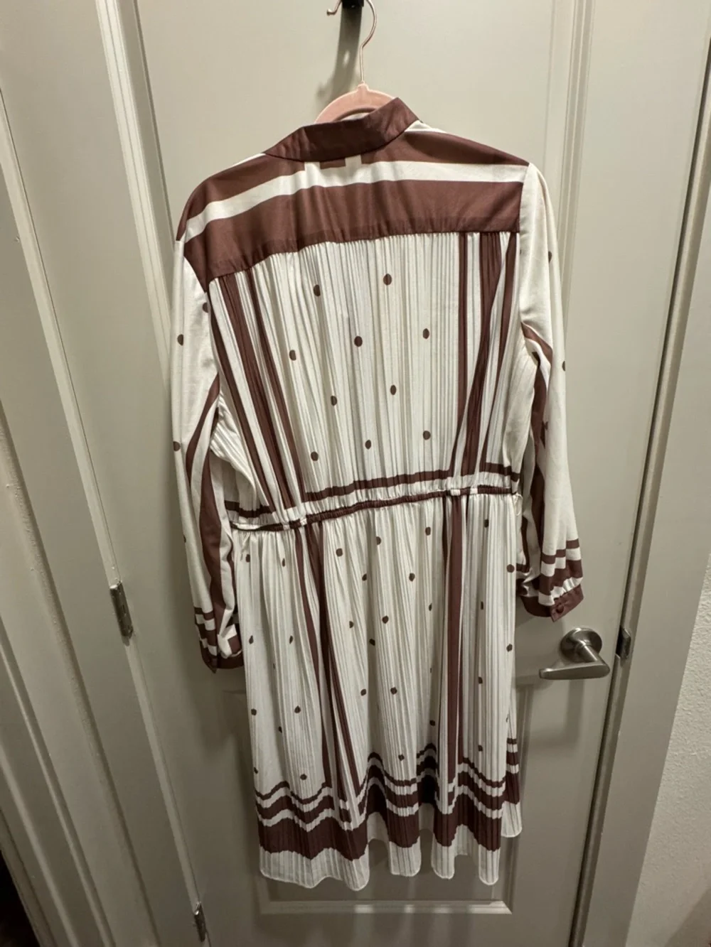 Women's Vintage Cream and Brown Polka dot Midi Dress - possibly size 12